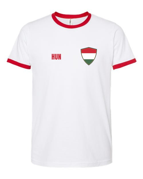 Hungary Soccer Ringer Tee — Retro National Crest | NYC Factory