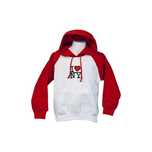 I Love NY Girls Hoodie Glitter Sweatshirt Pullover Heart New York Kids White Red