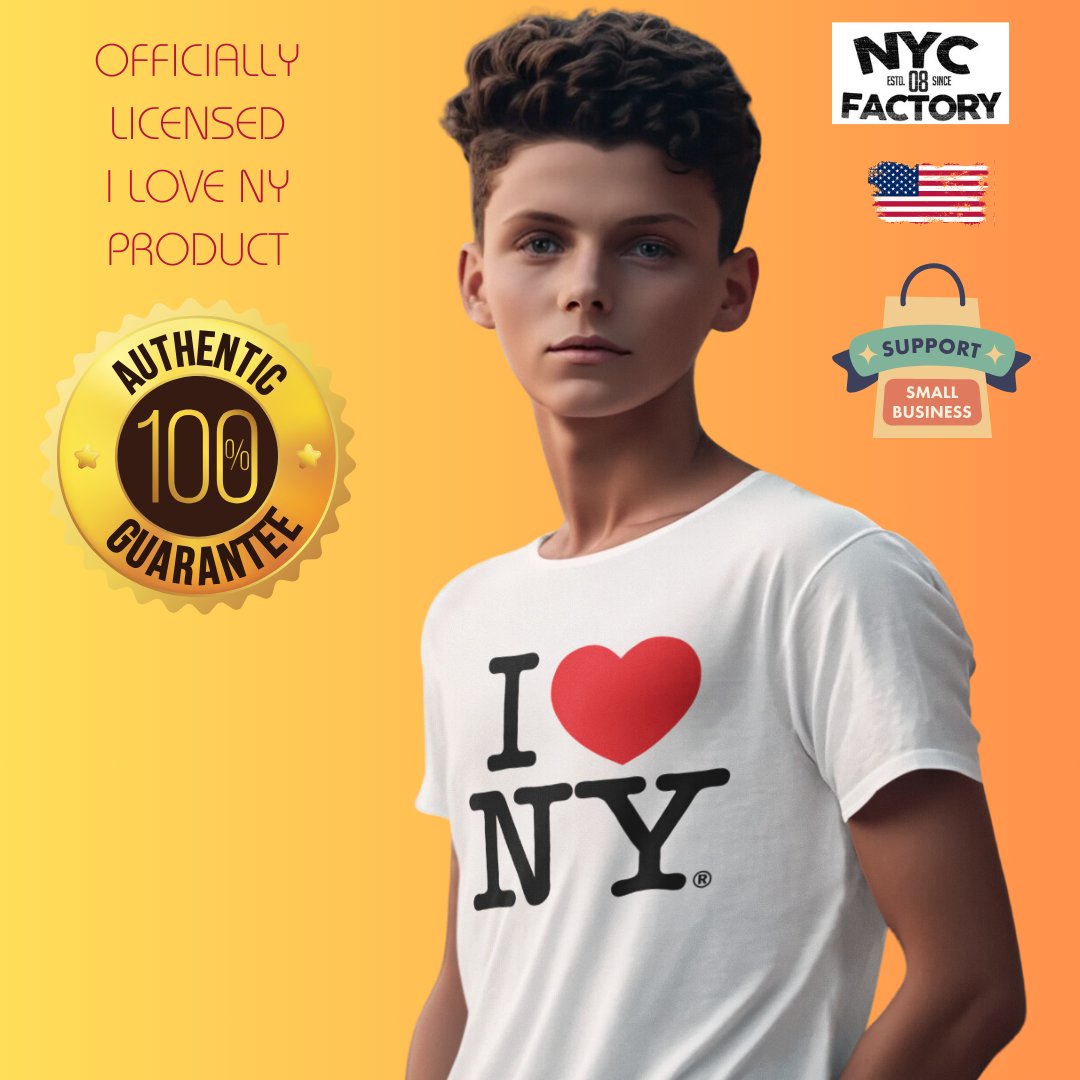 I Love NY Kids T-Shirt Officially Licensed Unisex Tee (Youth, Heather Turquoise)