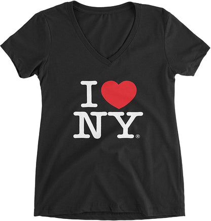 I Love NY Ladies V-Neck T-Shirt Tee Black