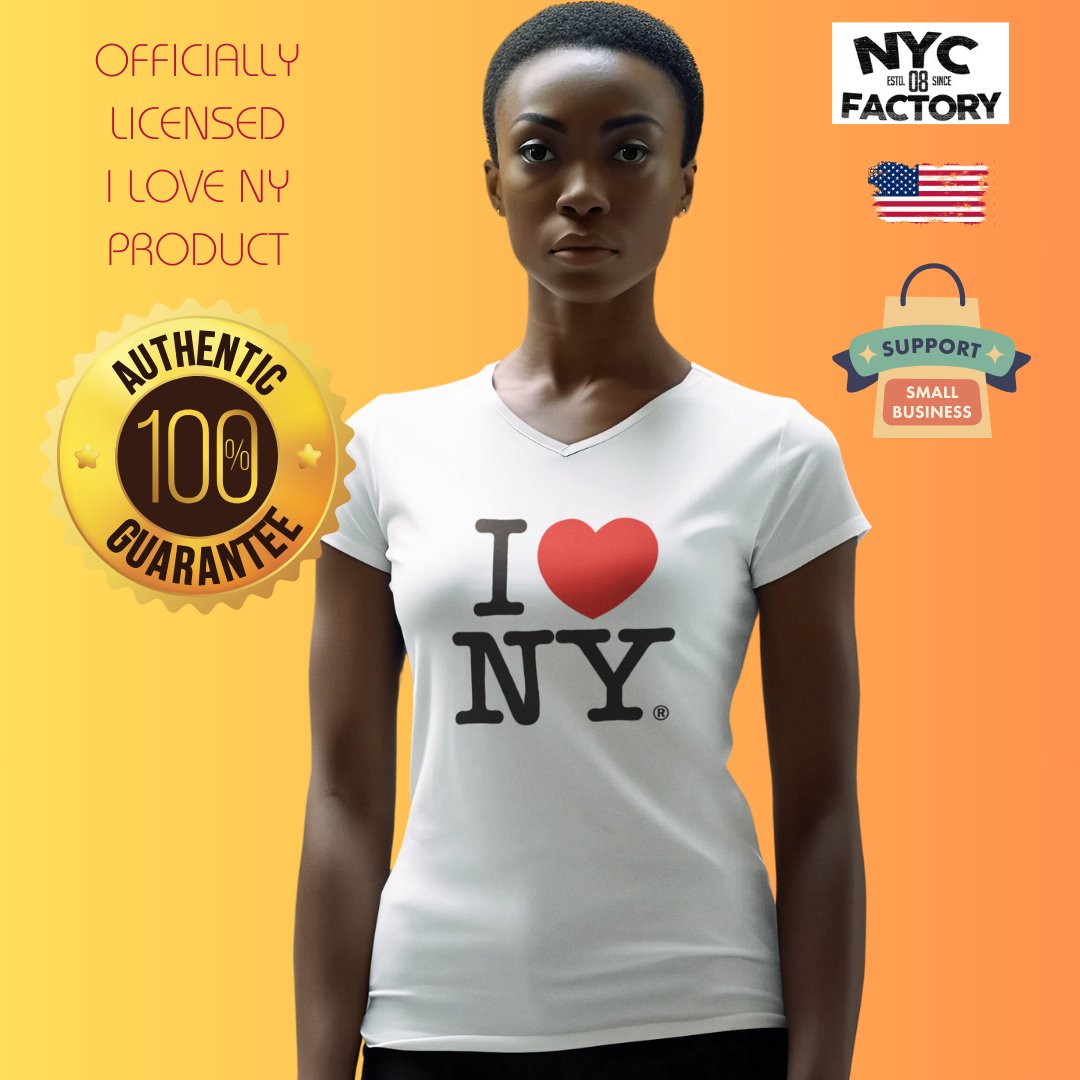 I Love NY Ladies V-Neck T-Shirt Tee Hot Pink