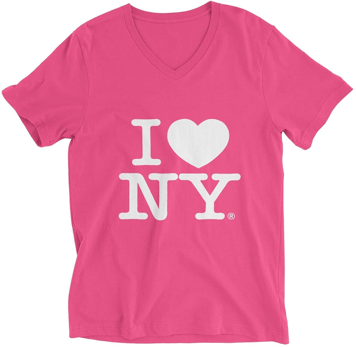 I Love NY Ladies V-Neck T-Shirt Tee Hot Pink