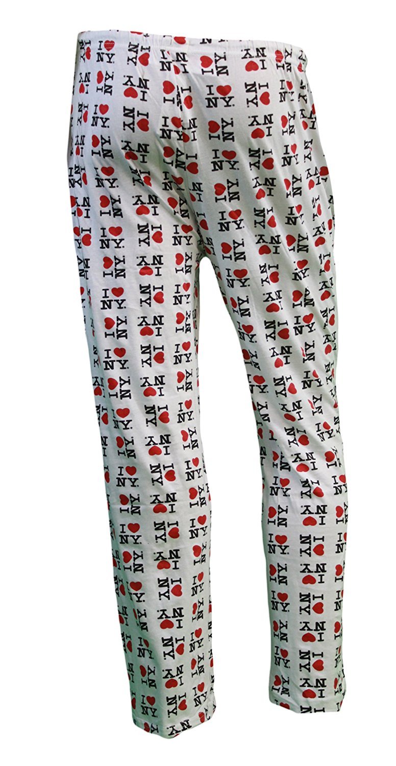 I Love NY New York Lounge Pants Heart Pajama Bottoms White