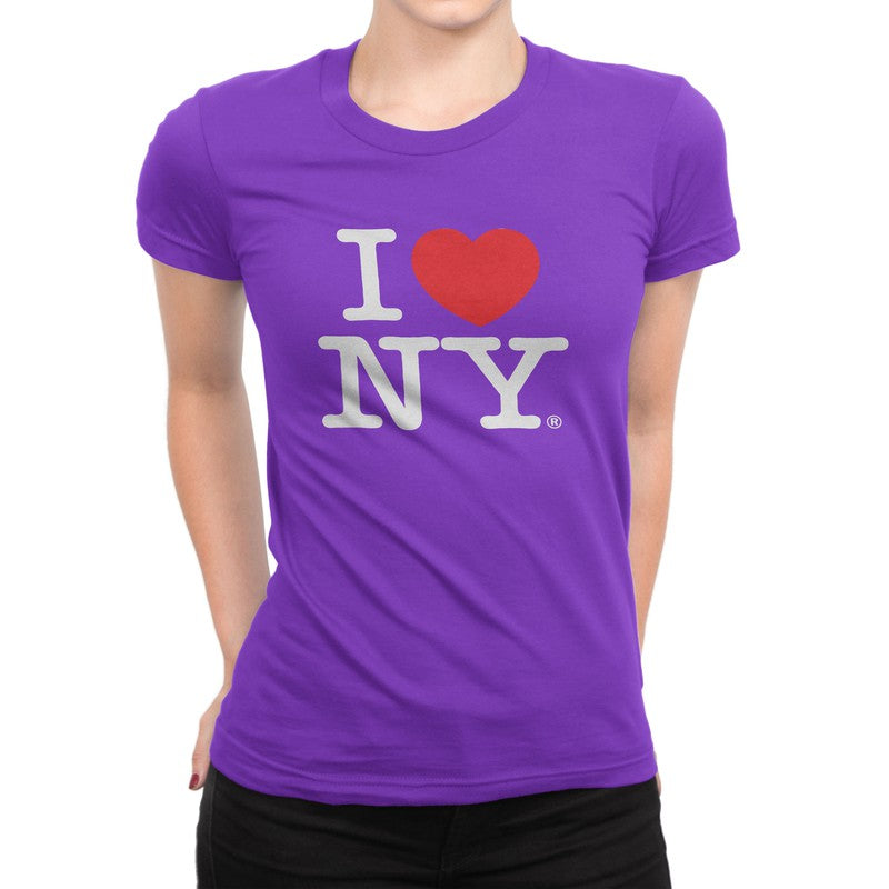 I Love NY New York Womens T-Shirt Ladies Tee Heart Purple