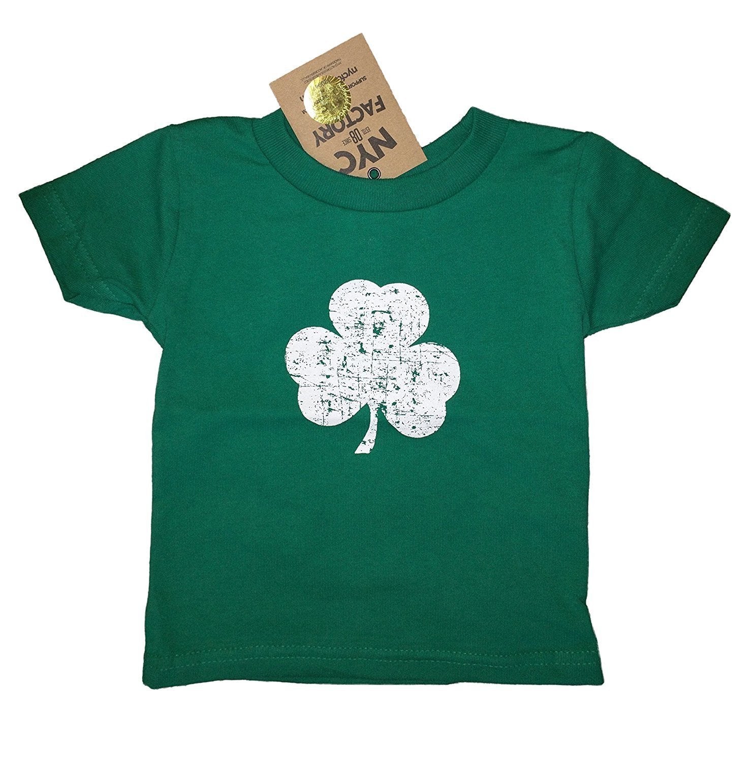 Irish Green Shamrock Baby Tee (Distressed, Irish Green)