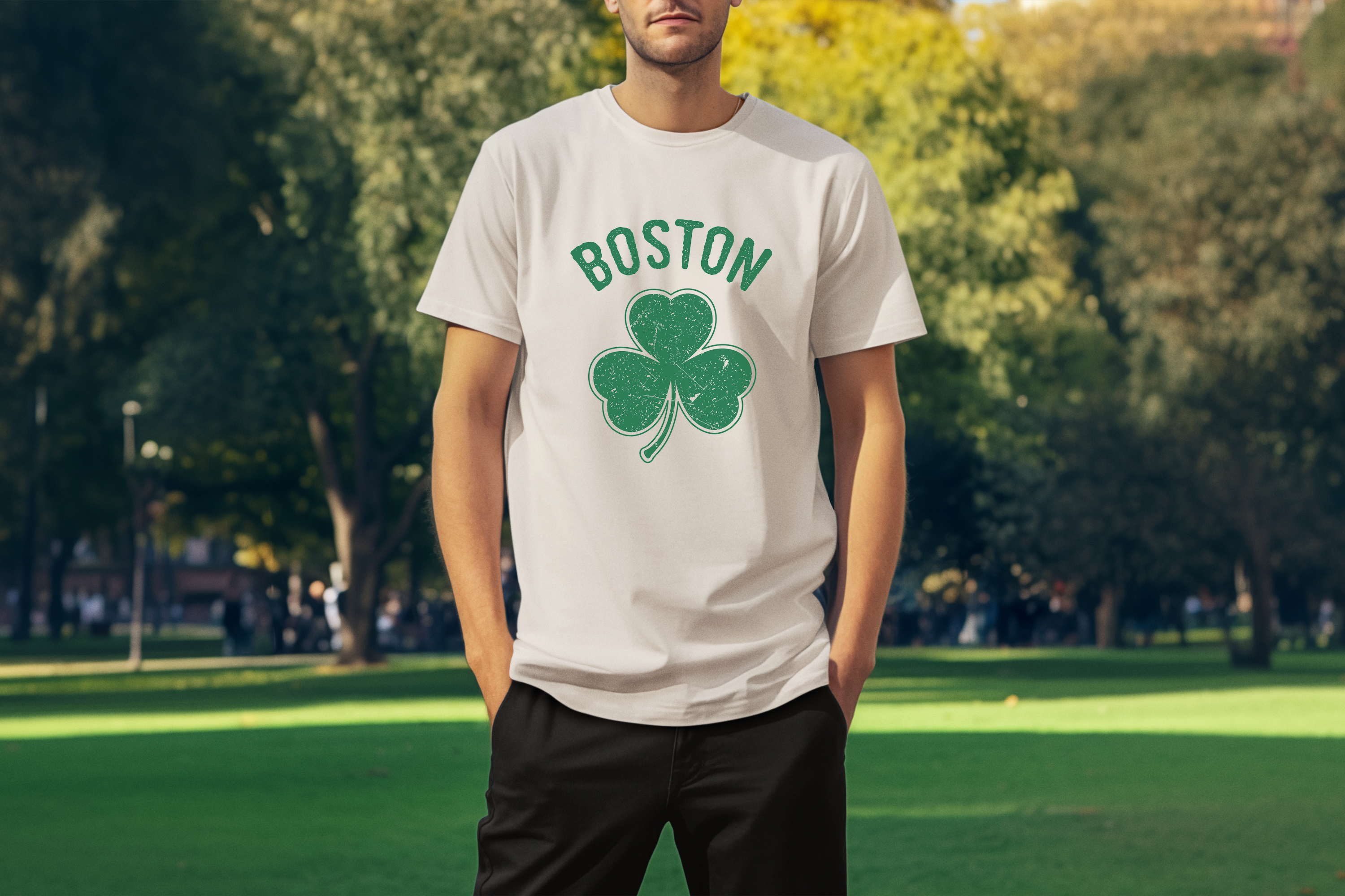 Irish Boston Shamrock Design Custom T-Shirt