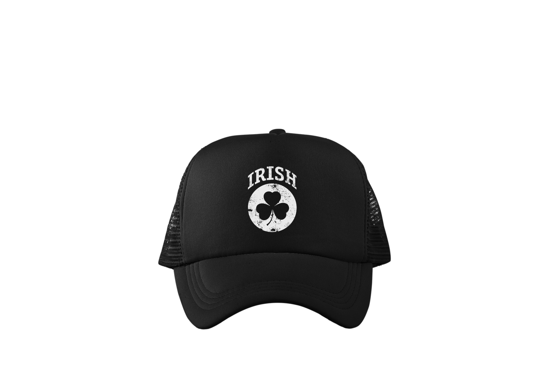 Irish Shamrock White Design Trucker Baseball Hat