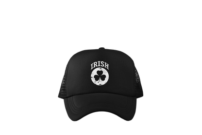 Irish Shamrock White Design Trucker Baseball Hat