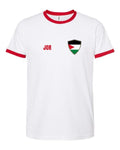 Jordan Soccer Ringer Tee 2026 — Retro National Crest — White/Red | NYC Factory