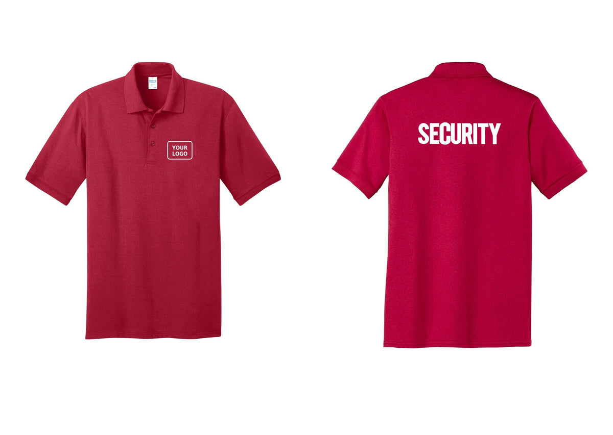 NYC Factory Men's Custom Logo Security Polo Shirt - Your Logo + Back - Red