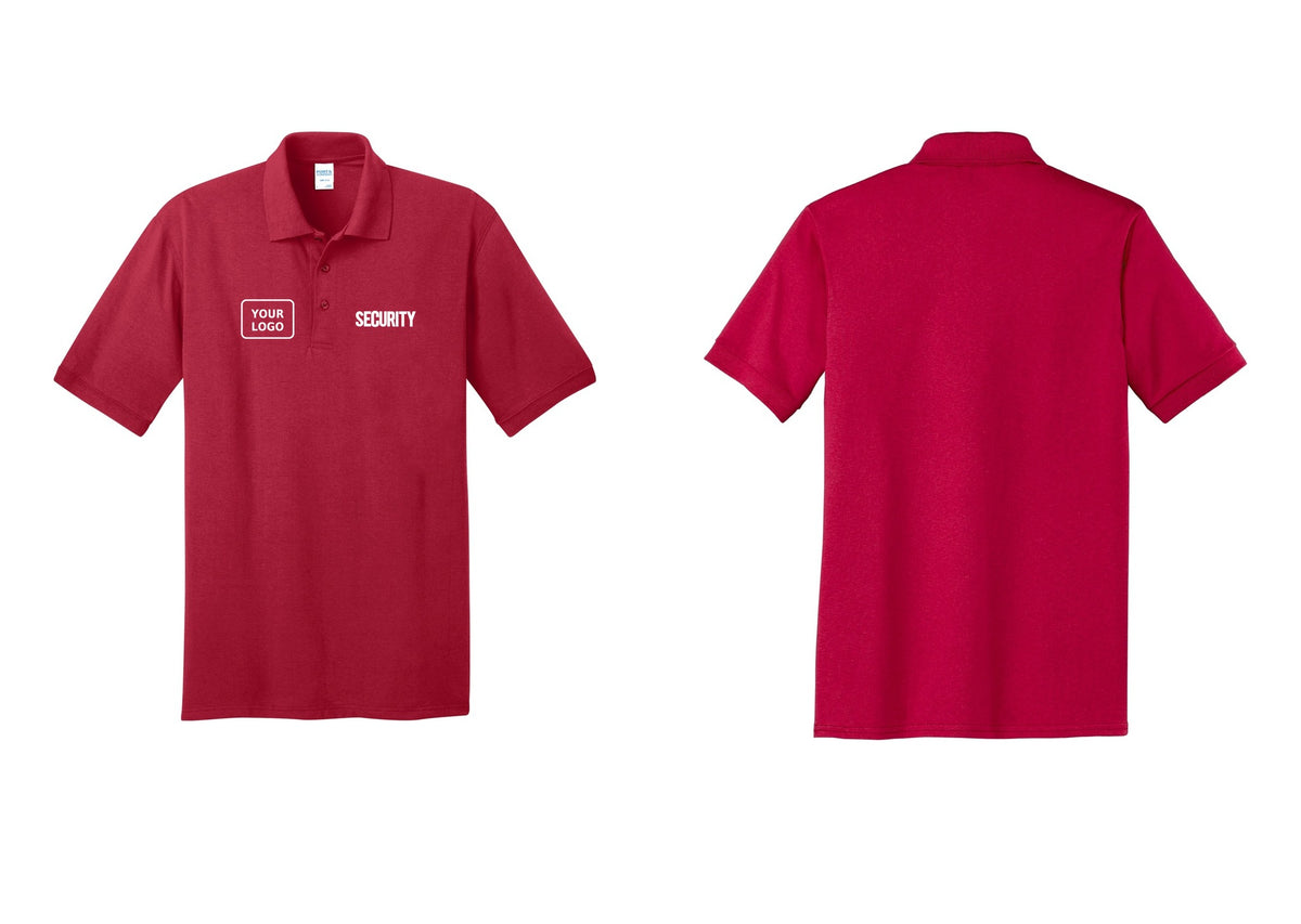 NYC Factory Men's Custom Logo Security Polo Shirt - SECURITY + Your Logo - Red