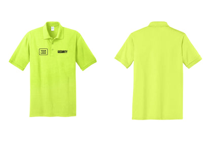 NYC Factory Men's Custom Logo Security Polo Shirt - SECURITY + Your Logo - Safety Green