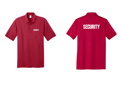 NYC Factory Men's Security Polo Shirt - Chest + Back - Red