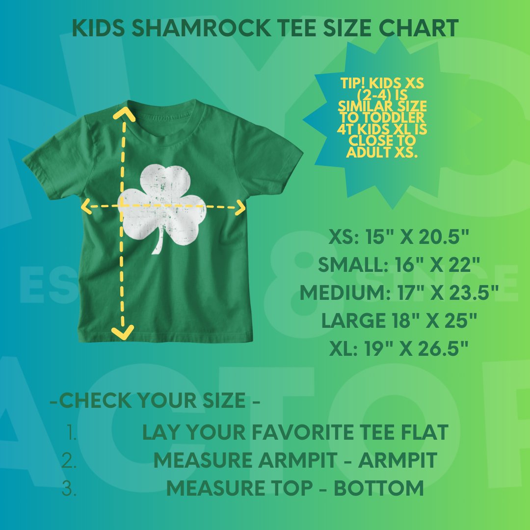 Kids Shamrock Tee Distressed Design (Kelly Green, Youth Size)