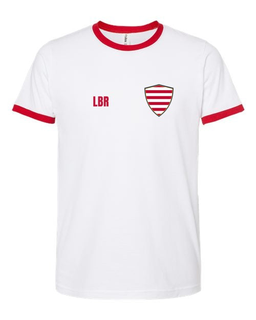 Liberia Soccer Ringer Tee — Retro National Crest | NYC Factory