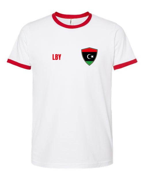 Libya Soccer Ringer Tee — Retro National Crest | NYC Factory