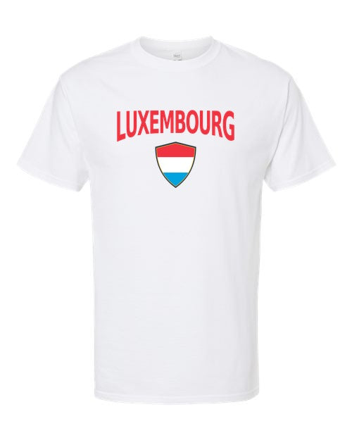 Luxembourg Arched Crest Soccer Tee — NYC Factory