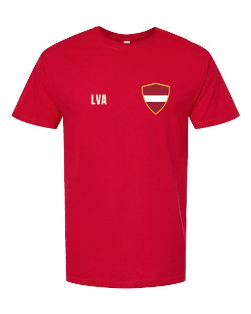 Latvia Soccer Tee — Retro National Crest | NYC Factory