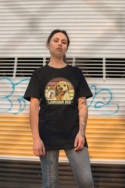 Labrador Dad Dog Father Design Custom T-Shirt Black