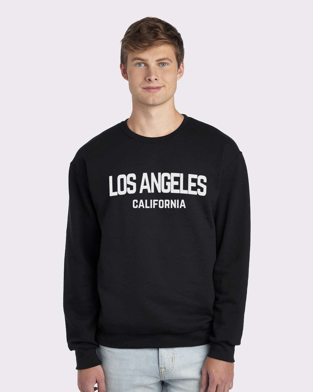 Los Angeles California White Retro Design Custom Crewneck Sweatshirt Black