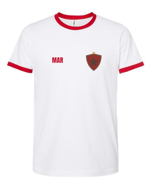 Morocco Soccer Ringer Tee 2026 — Retro National Crest | NYC Factory
