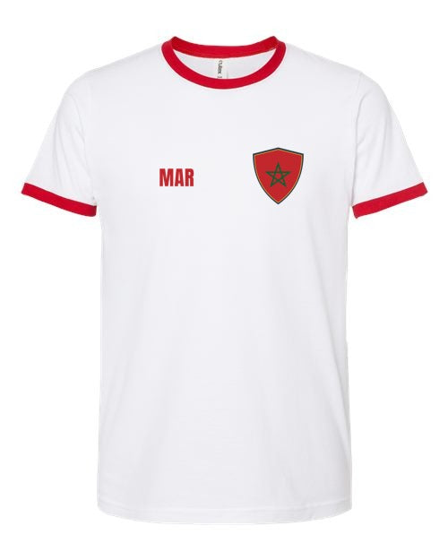 Morocco Soccer Ringer Tee 2026 — Retro National Crest | NYC Factory