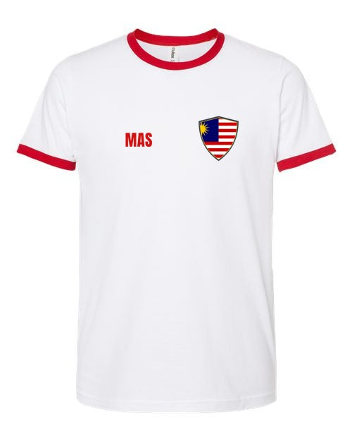 Malaysia Soccer Ringer Tee — Retro National Crest | NYC Factory