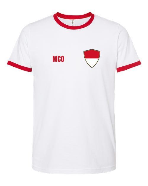 Monaco Soccer Ringer Tee — Retro National Crest | NYC Factory