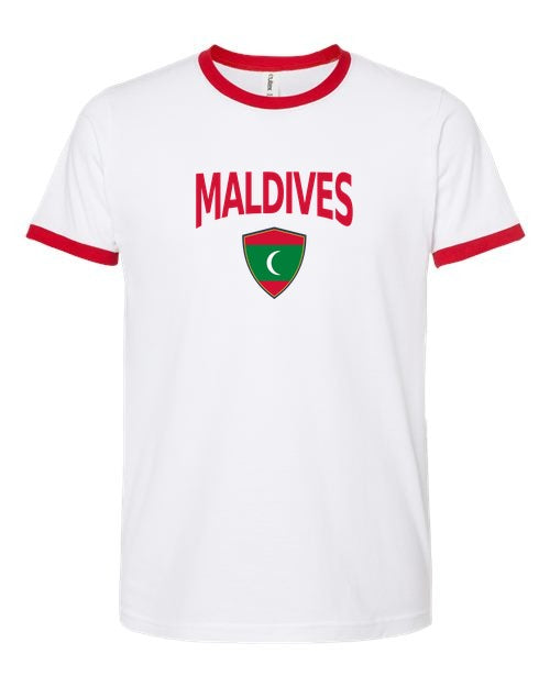 Maldives Arched Crest Soccer Ringer Tee — NYC Factory