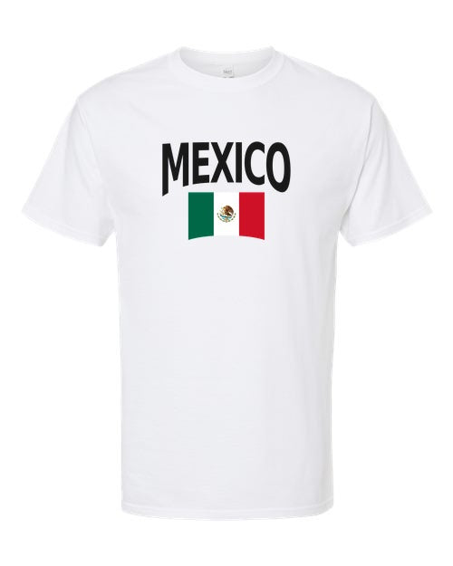 Mexico Soccer Tee 2026 — Classic Name & Flag | NYC Factory - White