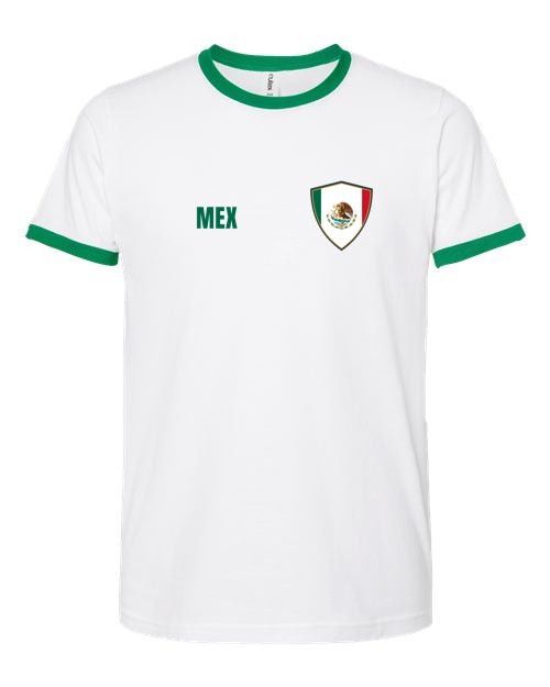 Mexico Soccer Ringer Tee 2026 — Retro National Crest | NYC Factory