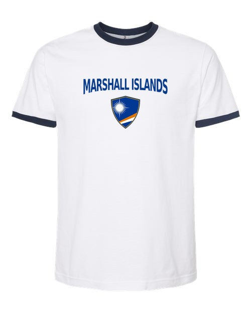Marshall Islands Arched Crest Soccer Ringer Tee — NYC Factory