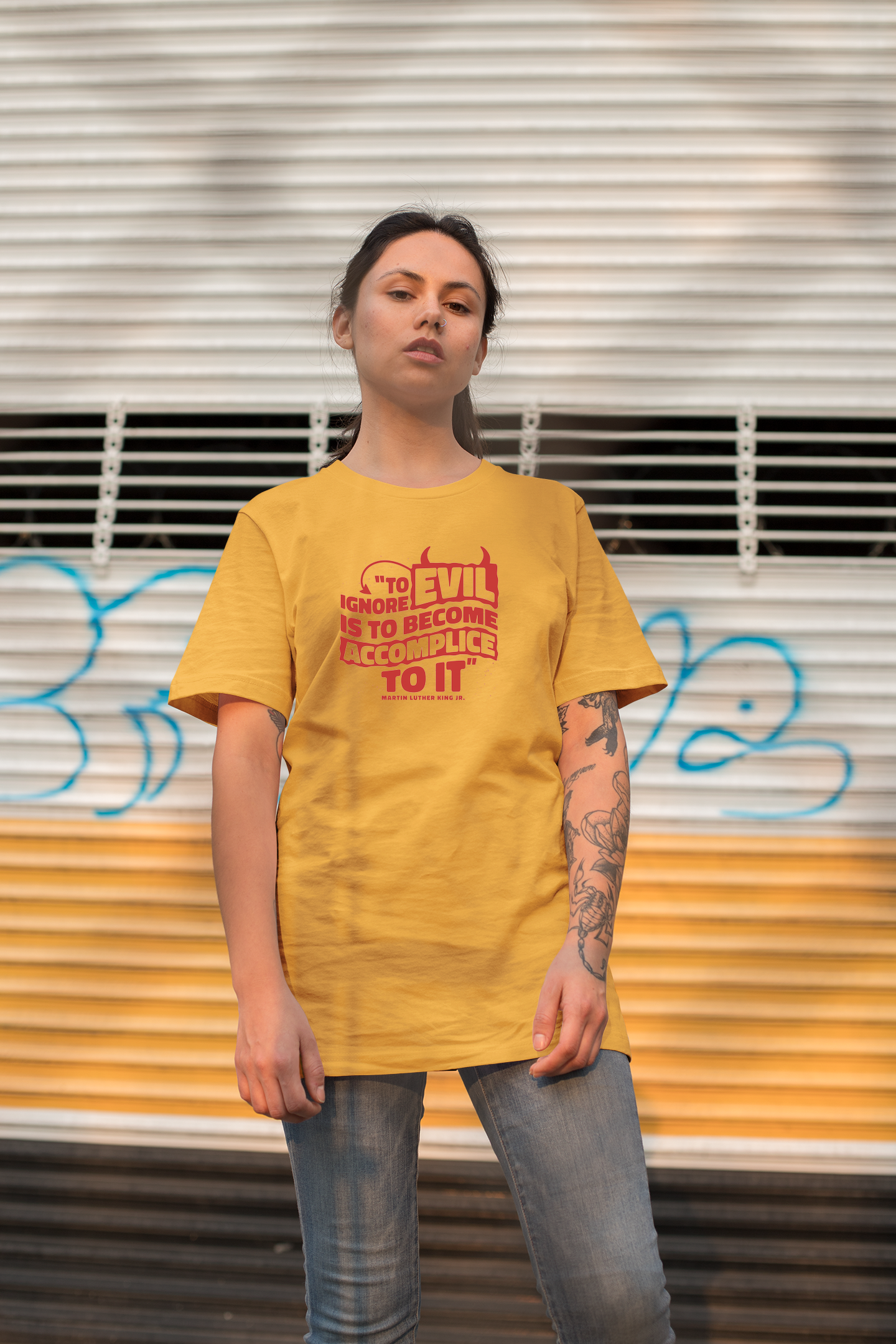 MLK Day To Ignore Evil Is To Become Accomplice To It Custom T-Shirt Gold