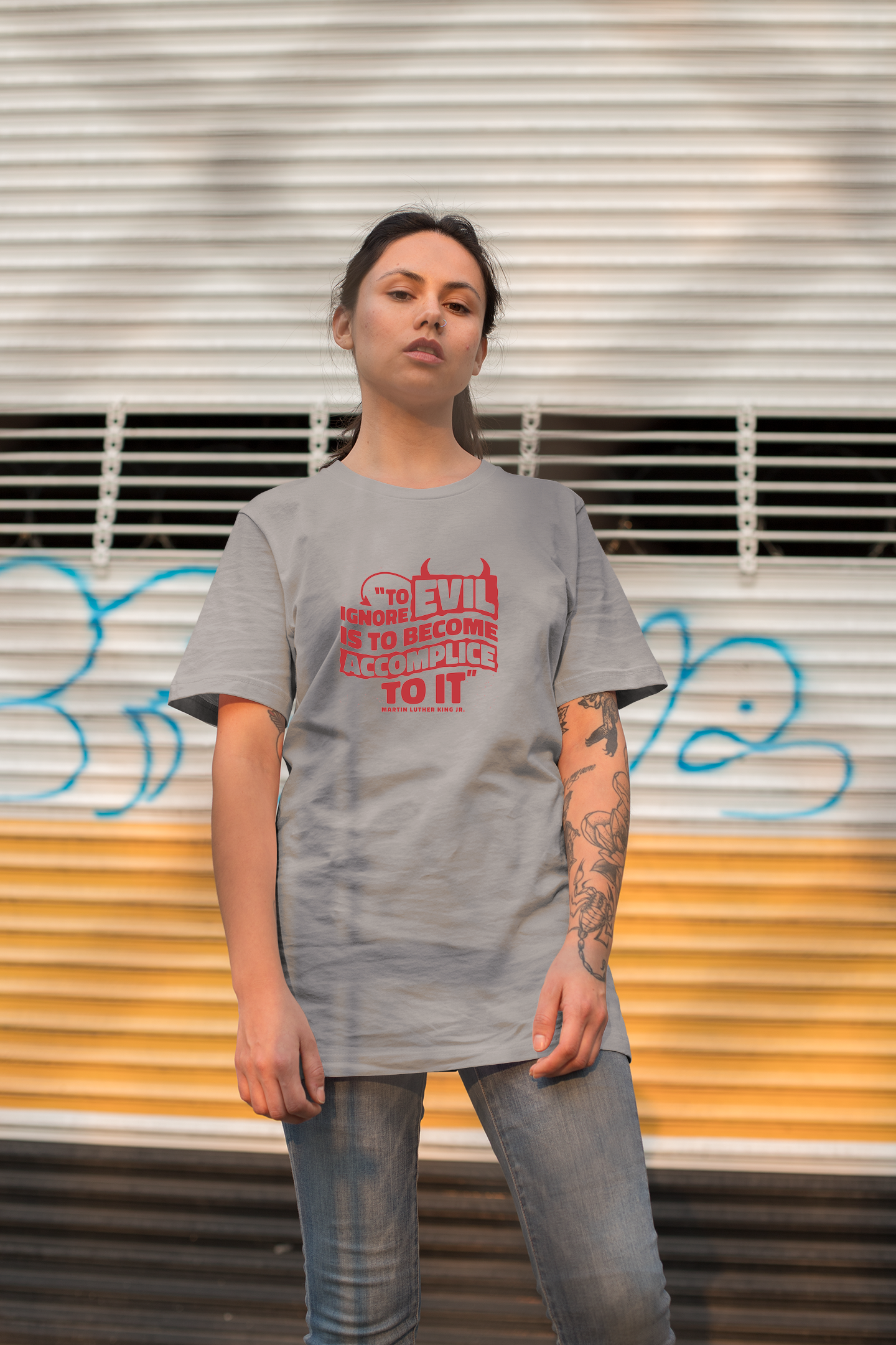 MLK Day To Ignore Evil Is To Become Accomplice To It Custom T-Shirt Gray