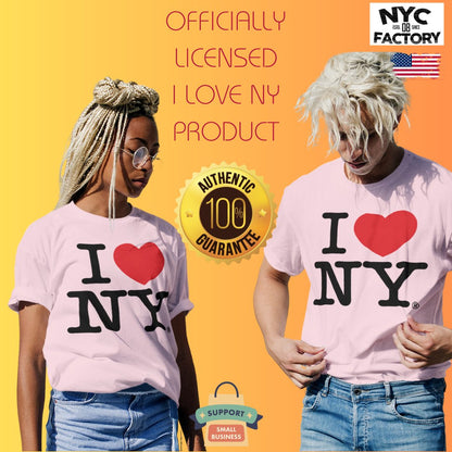 Men's I Love NY Officially Licensed Adult Unisex Tees (Light Pink)