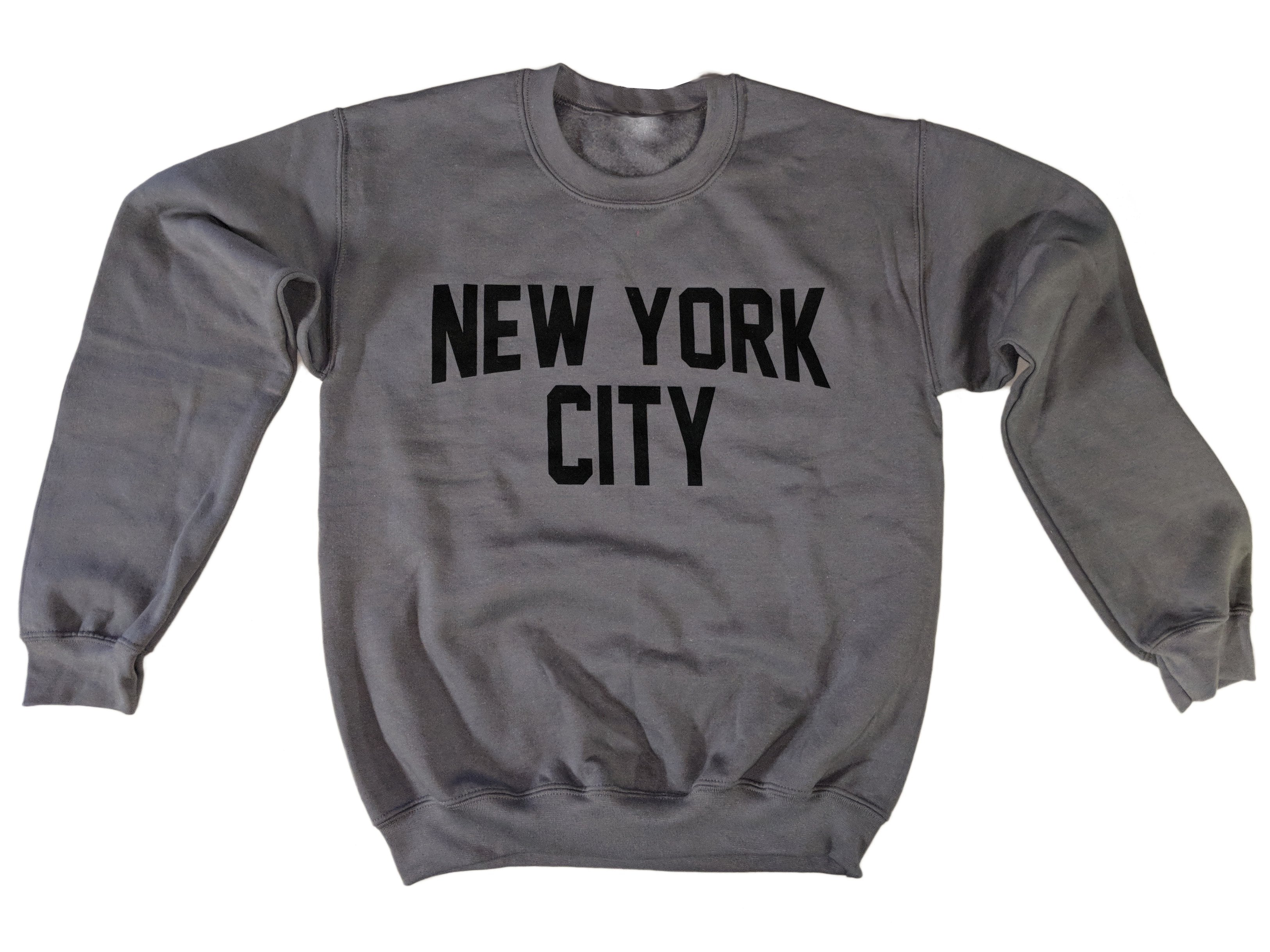 Men's New York City Sweatshirt Screen-Printed (Charcoal / Black, Adult Unisex)