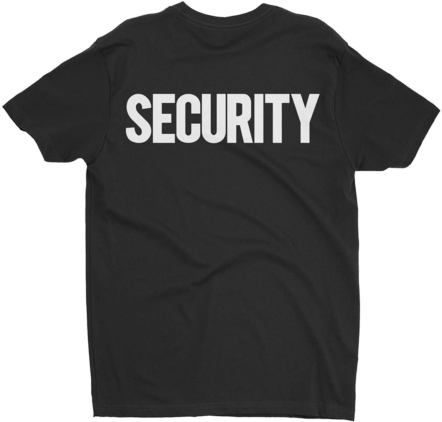 Men's Security Short Sleeve T-Shirt (Chest & Back Print, Black/White)