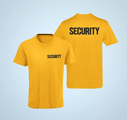 Men's Security T-Shirt (Chest & Back Print, Gold / Black)