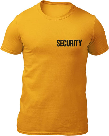 Men's Security T-Shirt (Chest & Back Print, Gold / Black)