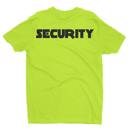 Men's Security T-Shirt Front & Back Screen Printed (Safety Green-Black)