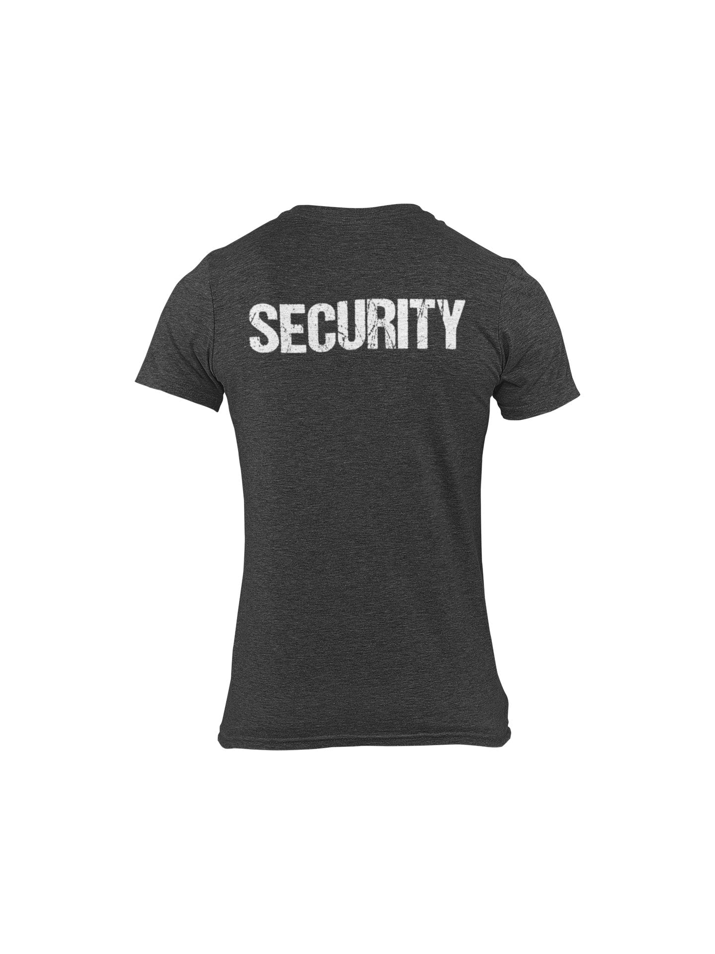 Men's Security Tee (Distressed Front & Back Print, Dark Heather/White)