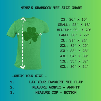 Men's Shamrock T-Shirt Premium Ringspun Screen Printed Retro Style (Green/Green)