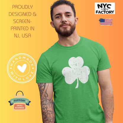 Men's Shamrock T-Shirt St Patricks Day (Irish Green, Distressed)