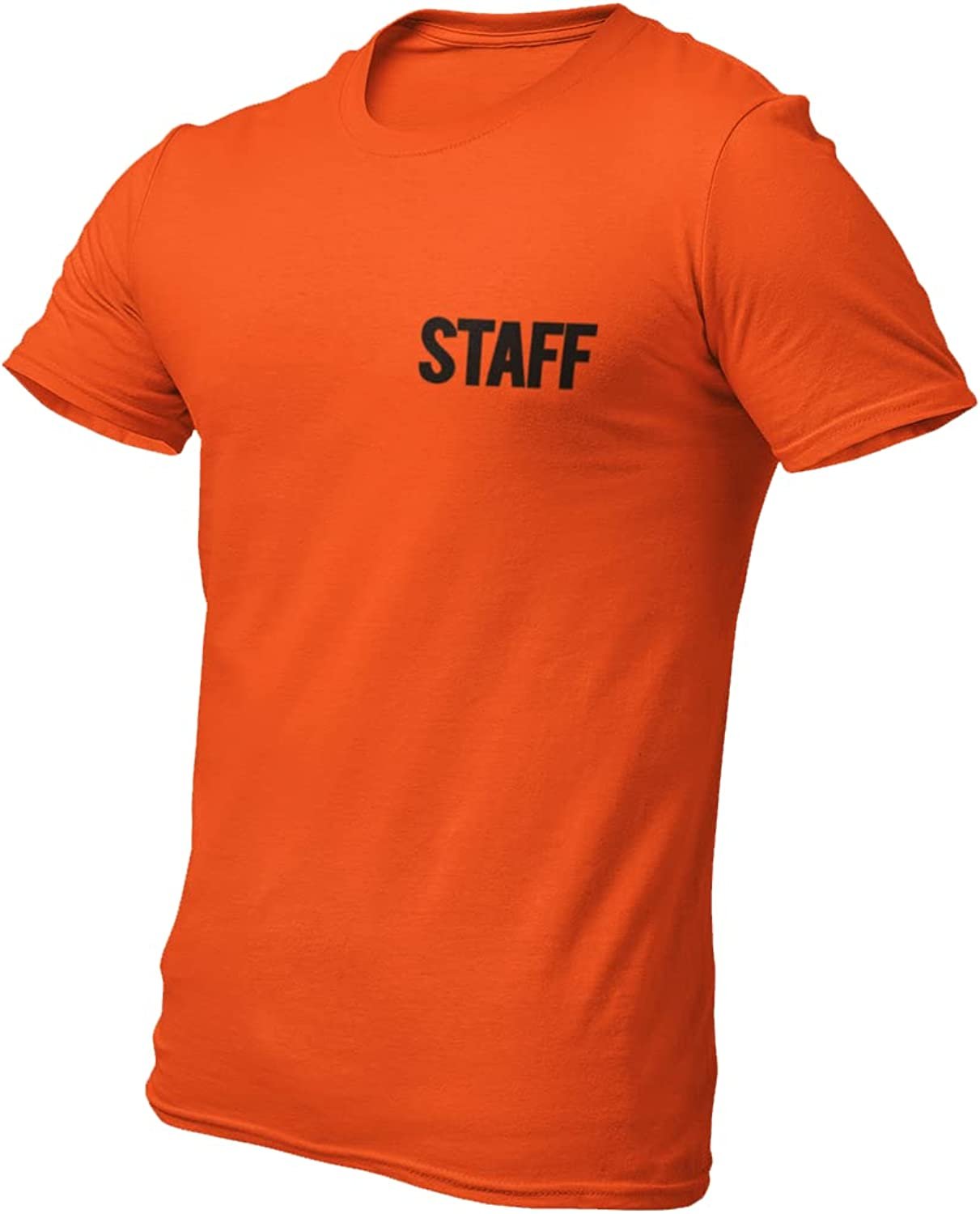 Men's Staff T-Shirt Screen Print Tee (Chest & Back Print, Orange)