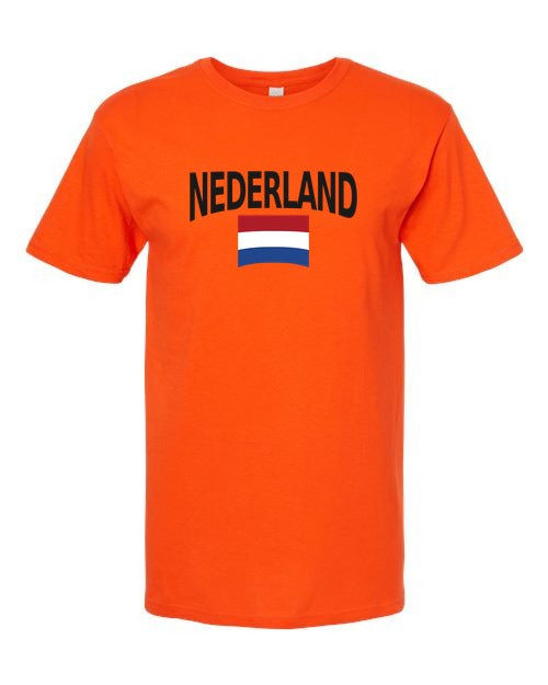 Netherlands Soccer Tee 2026 — Classic Name & Flag | NYC Factory - Oranje Orange