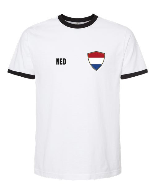 Netherlands Soccer Ringer Tee 2026 — Retro National Crest | NYC Factory