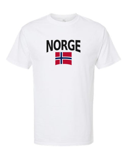 Norway Soccer Tee 2026 — Classic Name & Flag | NYC Factory - White