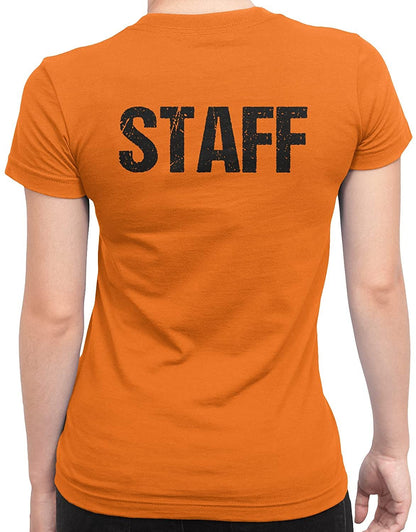 NYC FACTORY Staff Ladies Tee (Distressed, Orange, Women's 2XL)