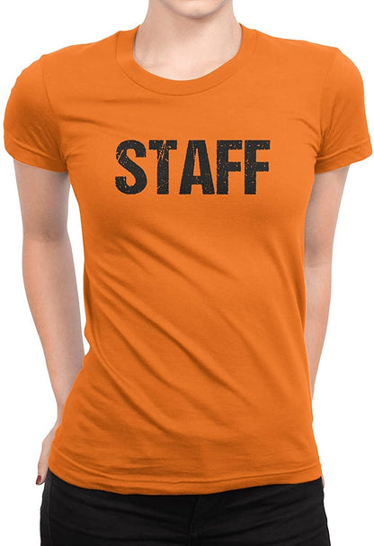 NYC FACTORY Staff Ladies Tee (Distressed, Orange, Women's 2XL)