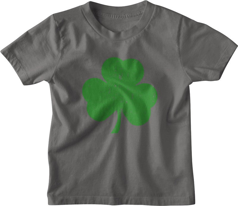 NYC FACTORY USA Screen Printed Shamrock Youth T-Shirt Distressed Tee Kids Irish Green